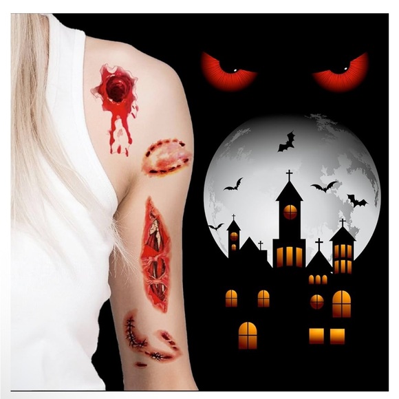 Face gem London fake scar temporary tattoos Halloween - Picture 8 of 11